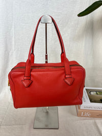 Bolso Mini Boston Loewe Heritage en Piel Roja con Logo Grabado