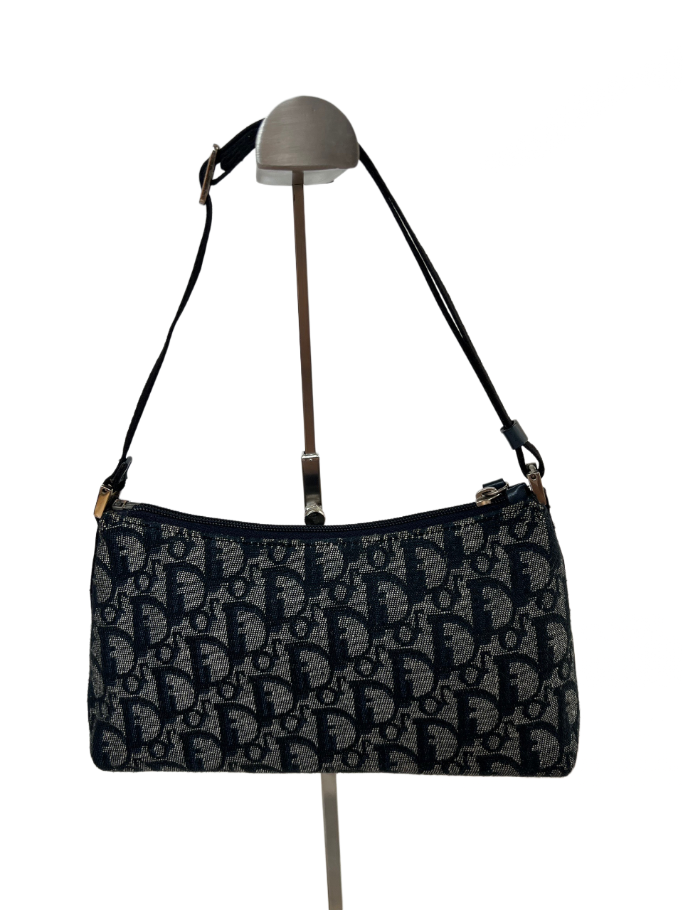 Bolso Christian Dior Pochette Trotter en Lona Oblique Azul Marino