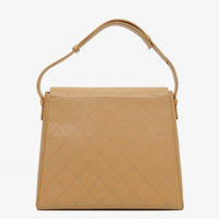 Bolso de Hombro Chanel Straight Flap en Piel de Cordero Beige con Pátina Vintage
