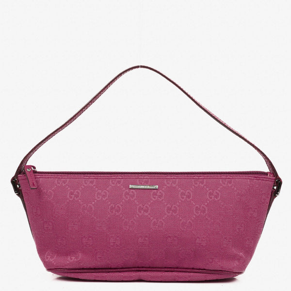Bolso Mini Baguette Gucci Boat Pochette en Lona GG Canvas Rosa