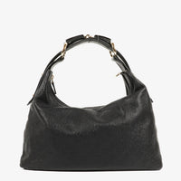 Gucci Bolso de Hombro Guccissima Horsebit Mediano en Piel Negra