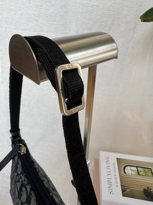 Bolso Christian Dior Pochette Trotter en Lona Oblique Azul Marino
