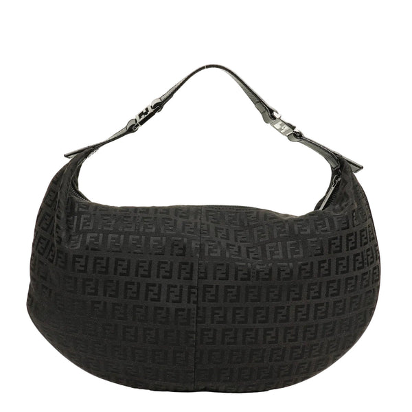 Fendi Bolso de Hombro Hobo Zucchino en Lona Negra