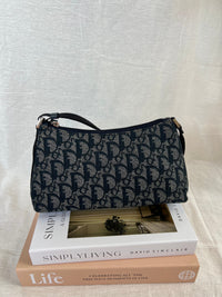 Bolso Christian Dior Pochette Trotter en Lona Oblique Azul Marino