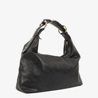 Gucci Bolso de Hombro Guccissima Horsebit Mediano en Piel Negra