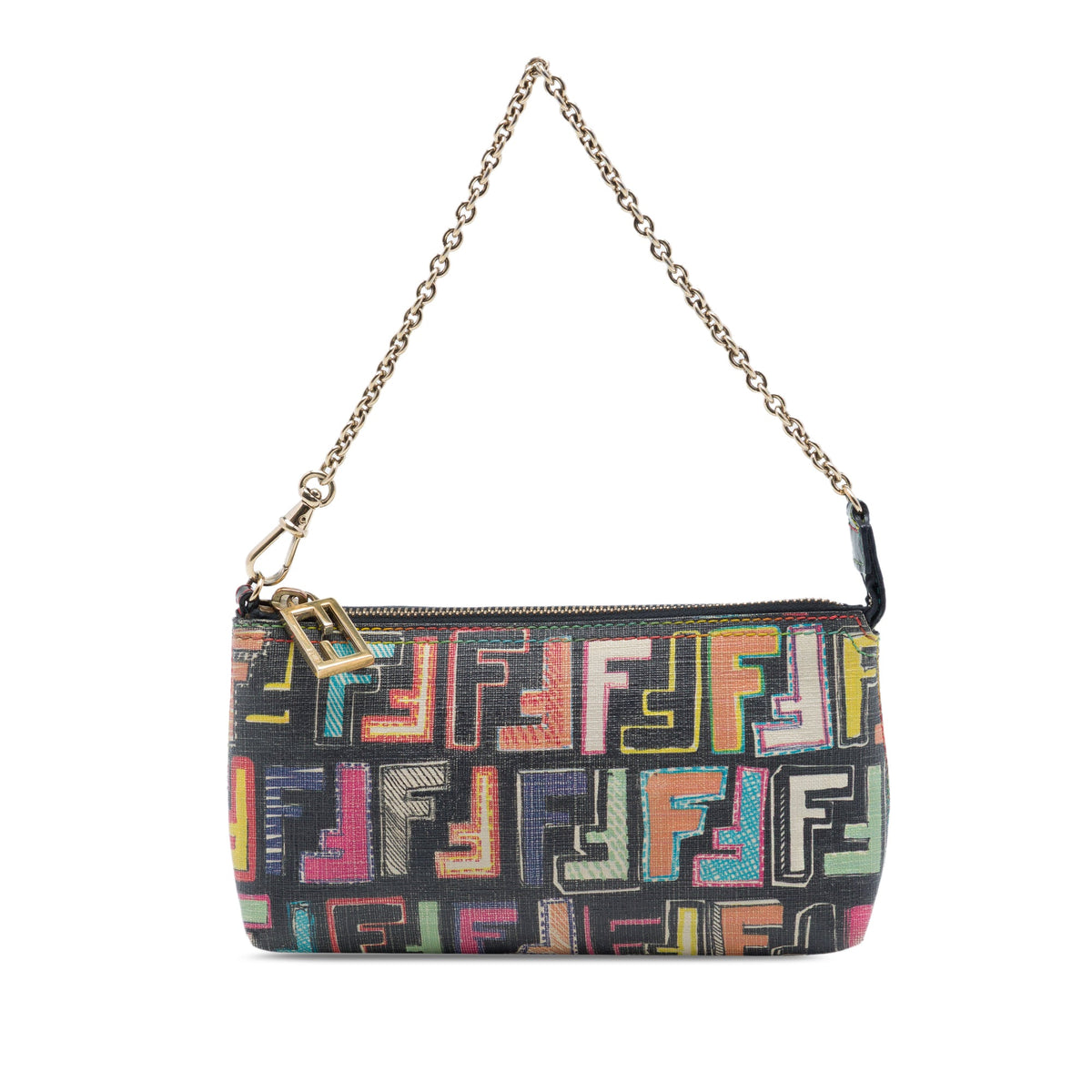 Fendi Multicolor Zucca Spalmati Chain Pochette Vintage